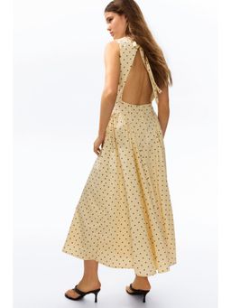 H&M - Women Yellow Open-Back Cotton Poplin Dress
