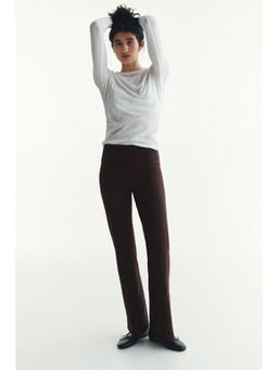H&M - Women Brown Foldover-Waist Cotton Trousers