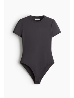 H&M - Women Grey Short-Sleeved Microfibre Bodysuit