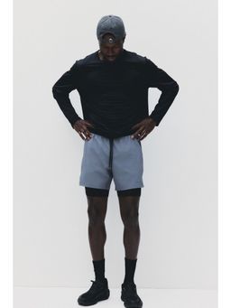 H&M - Men Grey Double-Layered Sports Shorts With Drymove