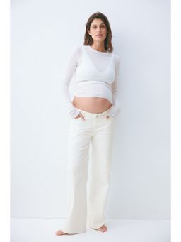H&M - Women White Mama Before & After Wide Jeans