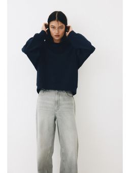 H&M - Women Blue Print-Motif Sweatshirt