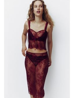 H&M - Women Red Lace Midi Skirt