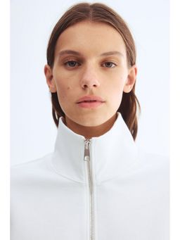 H&M - Women White Zip-Top Sweatshirt