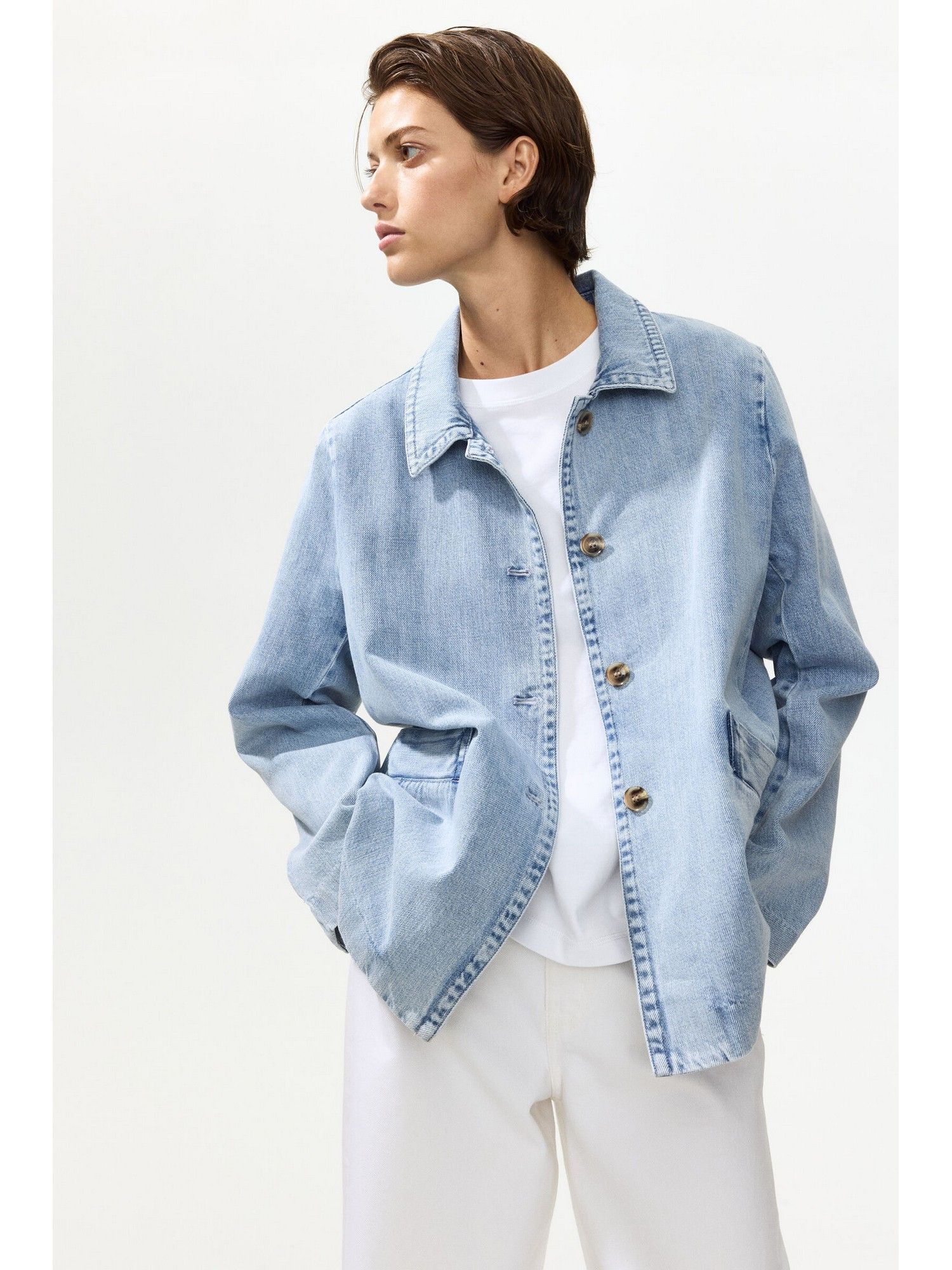 h&m Women Blue Denim Jacket-picture-20