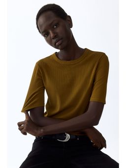 H&M - Women Green Ribbed T-Shirt