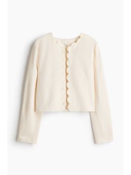 H&M - Women White Scalloped-Edge Jacket