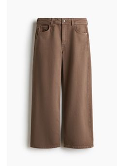 H&M - Women Beige Wide High Waist Ankle Jeans