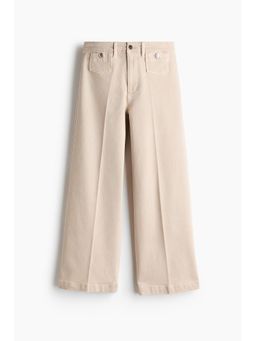 H&M - Women Beige Wide High Waist Ankle Jeans