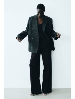 H&M - Women Black Wide Tailored Trousers