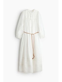 H&M - Women White Oversized Tie-Belt Tunic Dress