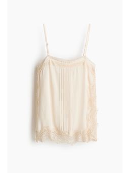 H&M - Women White Lace-Trimmed Strappy Top