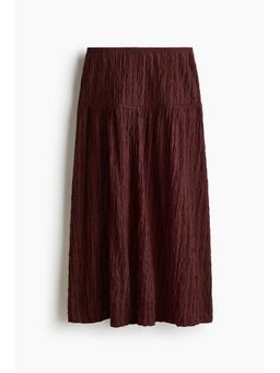 H&M - Women Brown Textured Jersey Midi Skirt