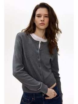 H&M - Women Grey Fine-Knit Cardigan