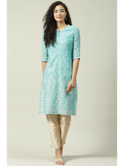 Biba - Turquoise Straight Kurta