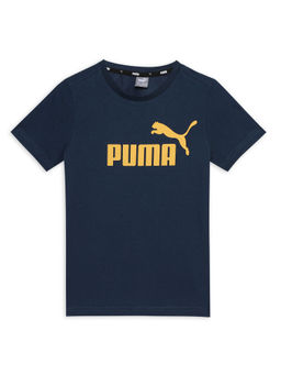 Puma - Ess Logo Boys Navy Blue T-Shirt