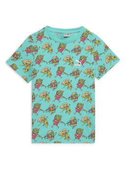 Puma - Unisex Classics Sport Feast Aop Kids Green T-Shirt