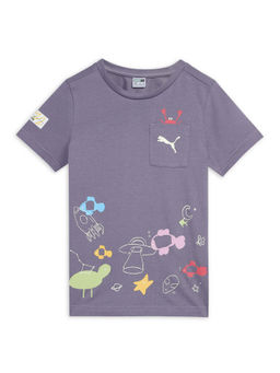 Puma - Unisex Classics Graphic Ps Kids Purple T-Shirt