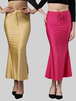 TWIN BIRDS - Womens Solid Saree Shaper - Multi-color (Pack of 2)