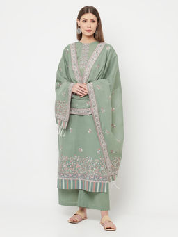 Safaa - Women Organic Cotton Woven Design Unstitched Dress Material with Dupatta (Set of 3)