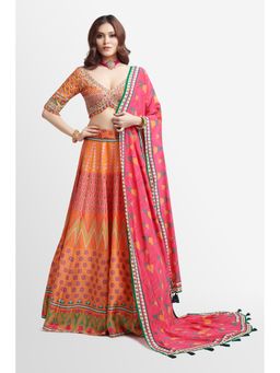 Nikkie J - Adah Printed Embellished Blouse with Lehenga and Dupatta (Set of 3)