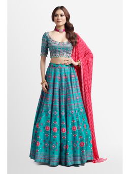Nikkie J - Alyssa Printed Embellished Blouse with Lehenga and Dupatta (Set of 3)