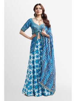 Nikkie J - Amoli Printed Embellished Kurta with Lehenga and Dupatta (Set of 3)