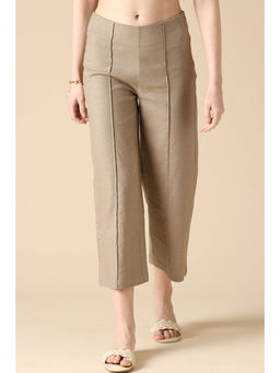 Gipsy - Beige Solid Linen Pant