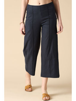 Gipsy - Navy Blue Solid Linen Pant