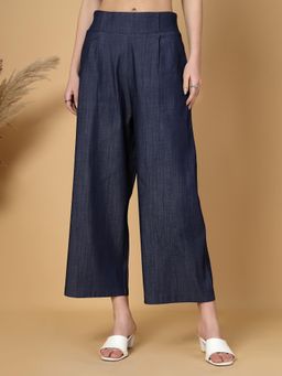 Gipsy - Blue Solid Cotton Pant