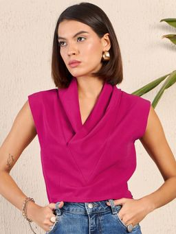 Kibo - Womens Pink Cowl Neck Crop Top