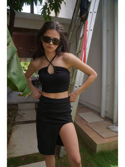 Bonkers Corner - Black Long Slit Skirt