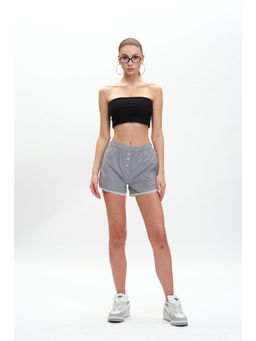 Bonkers Corner - Black Band Small Stripes Lace Shorts