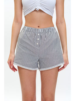 Bonkers Corner - Grey Band Big Stripes Lace Shorts