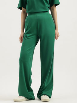 United Colors of Benetton - Green Solid Straight Fit Ponte Pant