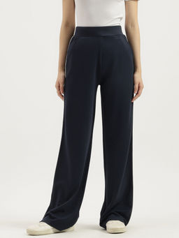 United Colors of Benetton - Navy Blue Solid Straight Fit Ponte Pant