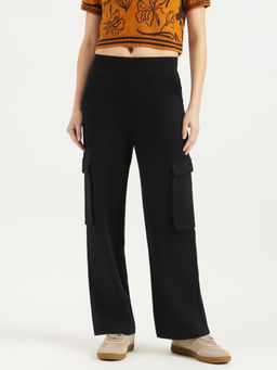 United Colors of Benetton - Black Solid Ponte Cargo Pant