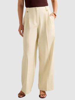 Forever New - Cream Gigi Button Tab Wide Leg Trouser