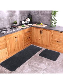 Saral Home - Microfiber Anti Slip Multi Purpose Runner & Mat Set--Grey-40X100 Cm & 40X50 Cm