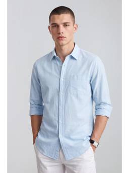 Peter England - Mens Blue Solid Casual Shirt