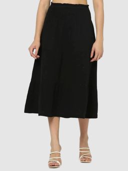 GAP - Women Black High-Rise Regular Fit Tiered Skirt