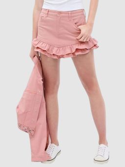 GAP - Women Pink Mid-Rise Regular Fit Ruffled Skirt