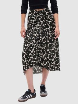 GAP - Women Black High-Rise Slim Fit Floral Gathered Skirt
