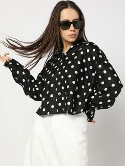 GAP - Women Black Polka Dots Shirt