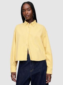 GAP - Women Solid Relaxed Fit Spread Collar Yellow Shirt
