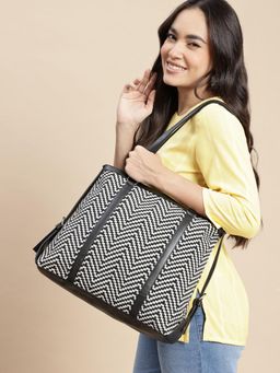 Twenty Dresses by Nykaa Fashion - Geometric Textured Shopper Tote Bag