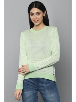 Allen Solly - Green Round Neck Stripes Tops