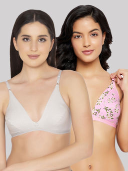 Clovia - Cotton Non-padded Non-wired Demi Cup Plunge Bra (pack Of 2)