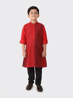 Fabindia - Red Cotton Woven Boys Kurta