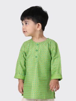 Fabindia - Green Viscose Blend Printed Boys Kurta